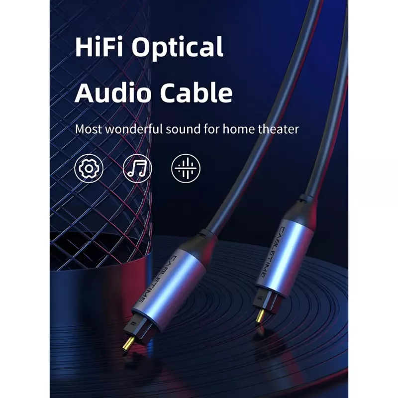 Καλώδιο Ήχου Toslink Οπτικής Ίνας Gold Plated Μαύρο 3m CABLETIME CT-AV380-P04GN