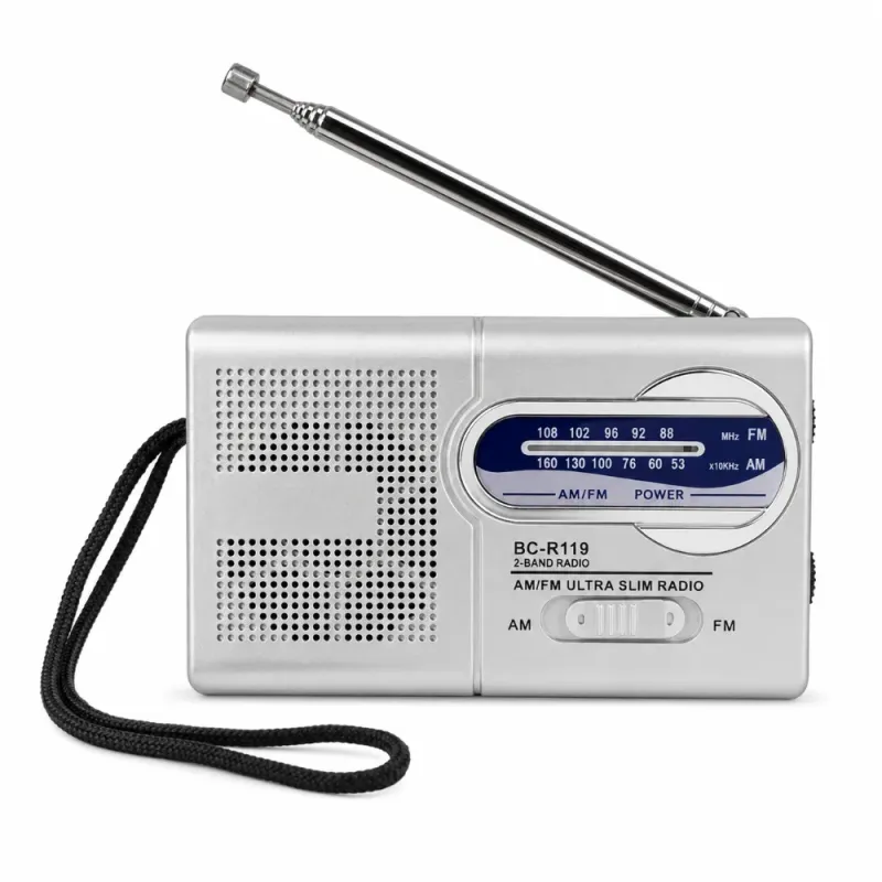 Mini Ραδιόφωνο AM/FM Τσέπης Με Τηλεσκοπική Κεραία Ασημί INDIN BC-R119