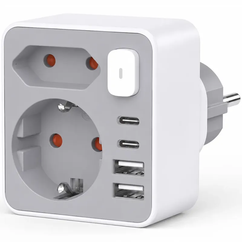 Πολύπριζο Τοίχου 2 Θέσεων 2xUSB-C 2xUSB-A Με Διακόπτη Technik