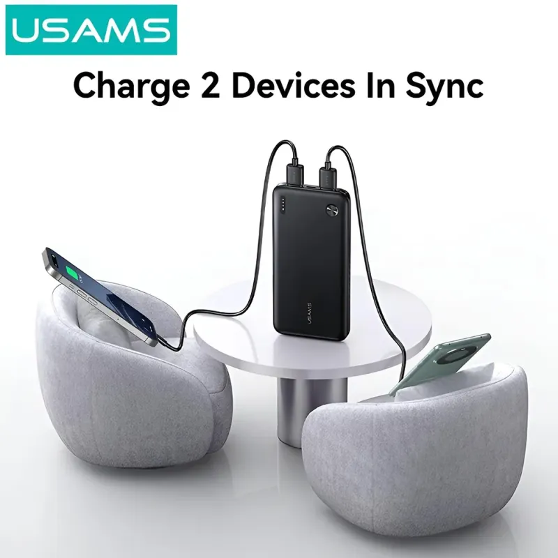Power Bank 10000mAh 10W Με 2 Θύρες USB Λευκό Usams CD253