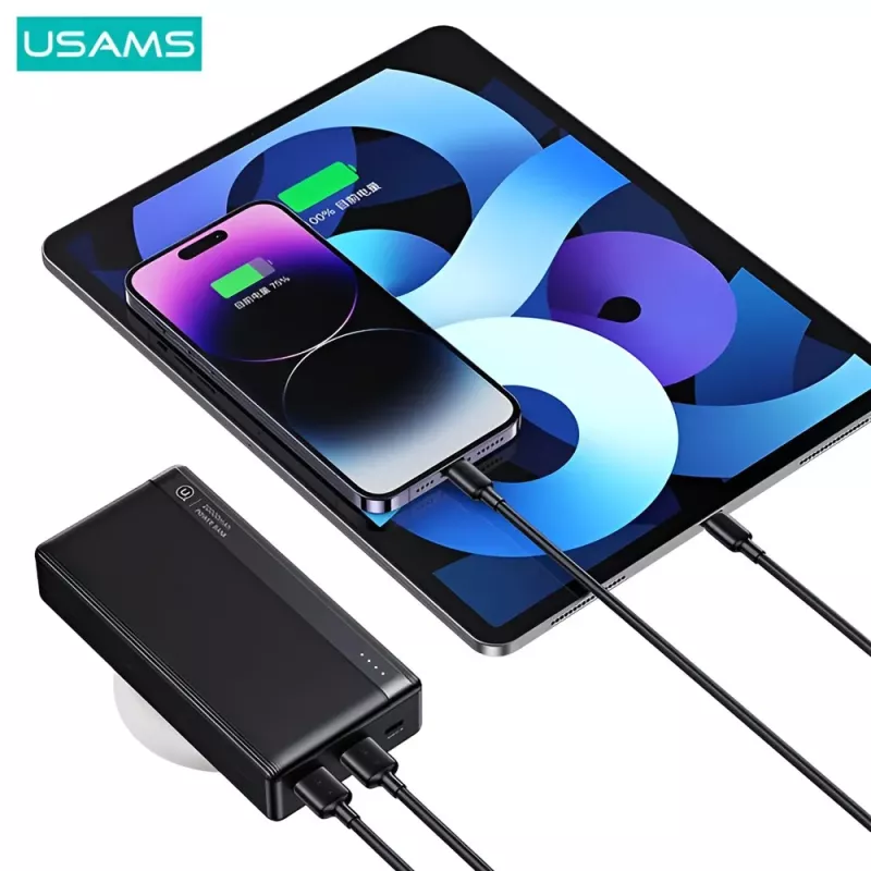 Power Bank 10000mAh 10W Με 2x USB Μαύρο Φορητός Φορτιστής USAMS US-CD205