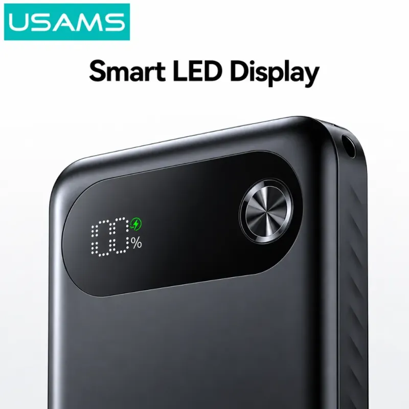 Power Bank 10000mAh Με Ψηφιακή Οθόνη Και 3 Θύρες USB-C PD 20W Μαύρο USAMS CD249 Power Bank 10000mAh Με Ψηφιακή Οθόνη Και 3 Θύρες USB-C PD 20W Μαύρο USAMS CD249