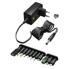 Ρυθμιζόμενο Τροφοδοτικό 3V–12V 27W Με 12 Βύσματα Universal Μαύρο GOOBAY 64570