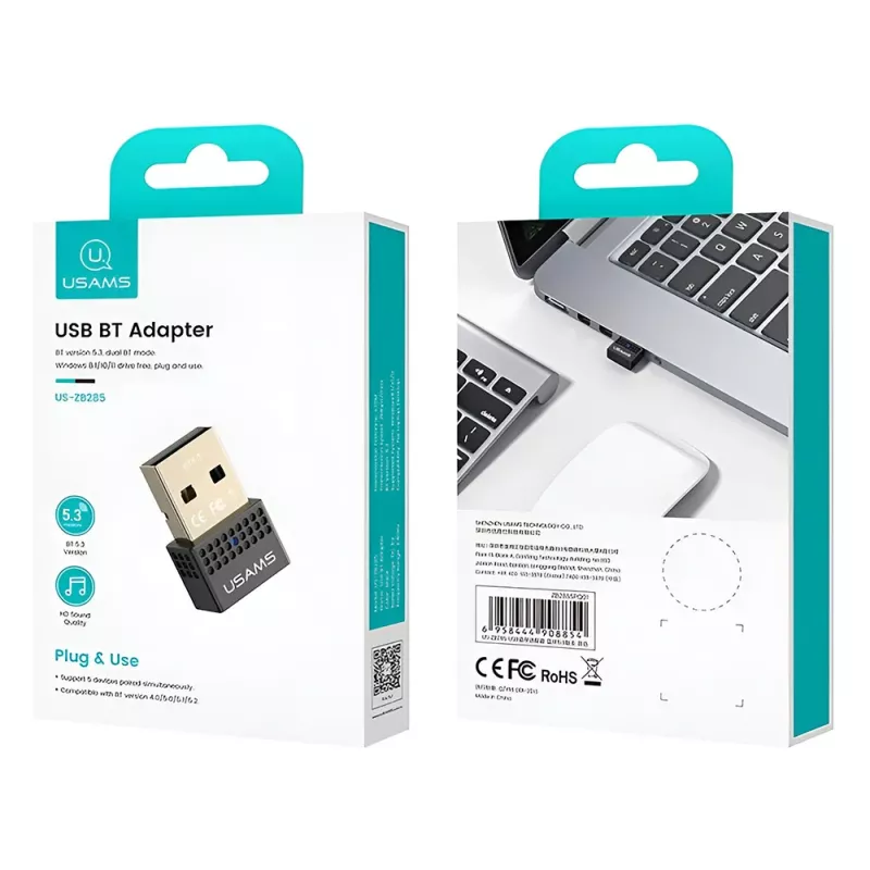 USB Bluetooth Adapter 5.3 Μαύρος Usams US-ZB285 USB Bluetooth Adapter 5.3 Μαύρος Usams US-ZB285