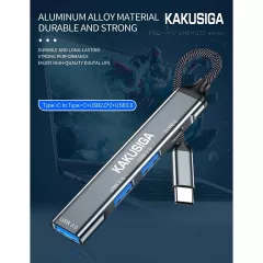 USB Hub Μεταλλικό 4 Θυρών USB-C 5Gbps Γκρι KAKUSIGA KSC-1417