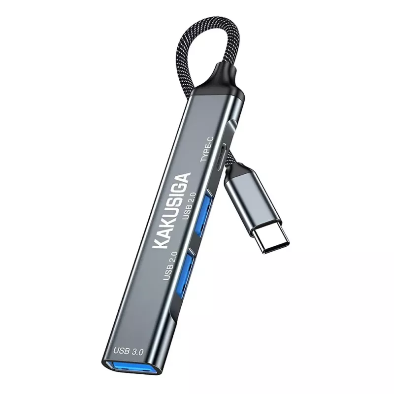 USB Hub Μεταλλικό 4 Θυρών USB-C 5Gbps Γκρι KAKUSIGA KSC-1417