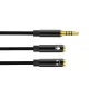Καλώδιο Splitter Ήχου 3.5mm 4pin Σε 2x 3.5mm Ακουστικών & Μικροφώνου Μαύρο - Audio Splitter Cable With Microphone XO NB-R197
