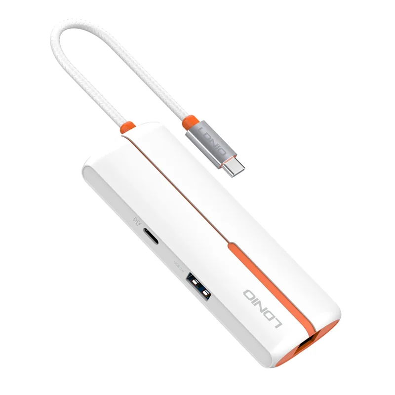 USB Hub 6 Θυρών Με Θύρα Δικτύου & USB-C 100W PD Λευκό LDNIO DS-26U USB Hub 6 Θυρών Με Θύρα Δικτύου & USB-C 100W PD Λευκό LDNIO DS-26U