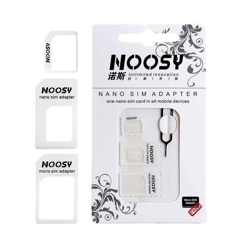 Σετ Αντάπτορα SIM Nano & Micro Με Εργαλείο Εξαγωγής Λευκό NOOSY